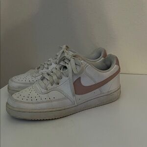 Women's White and Pink Sneakers